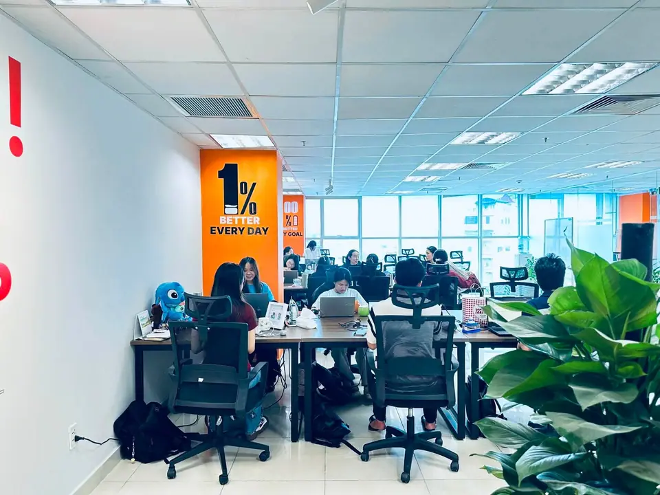The LevelUp operations floor, with the 1% better every day wall
